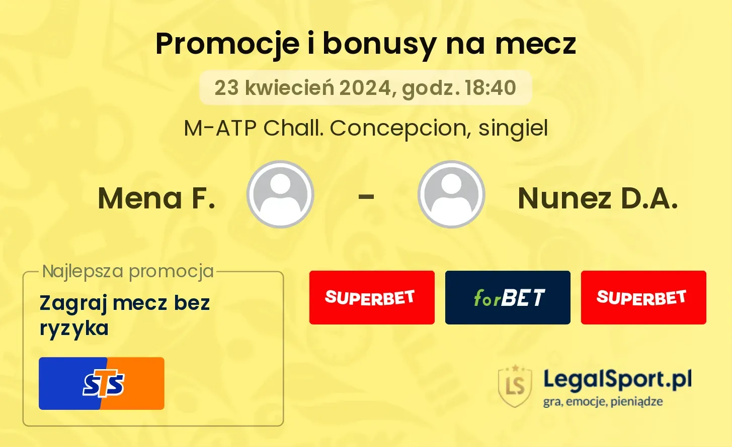 Mena F. - Nunez D.A. promocje bonusy na mecz