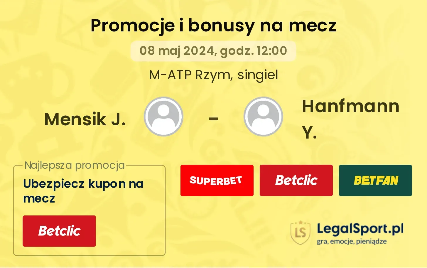 Mensik J. - Hanfmann Y. promocje bonusy na mecz