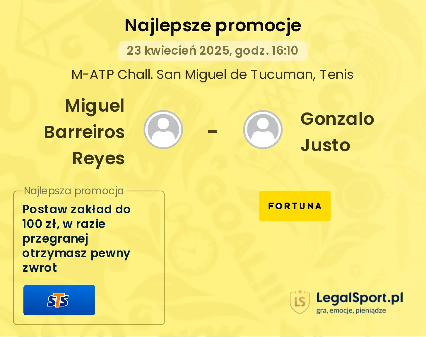 Miguel Barreiros Reyes - Gonzalo Justo promocje u bukmacherów