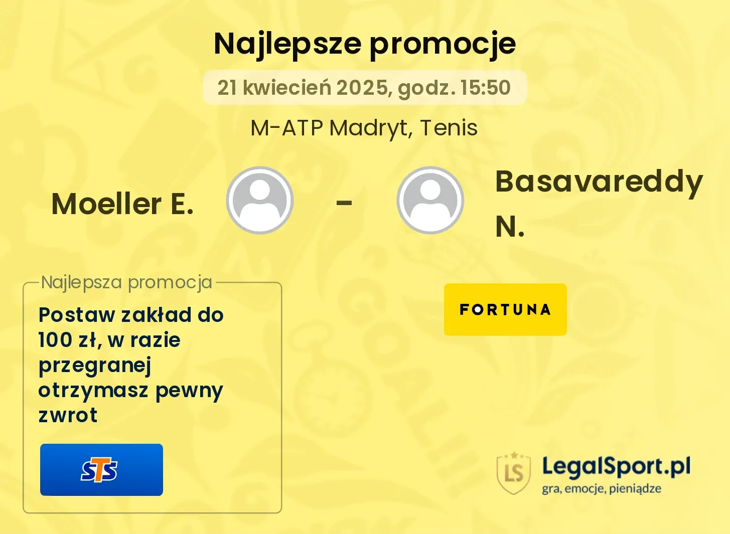 Moeller E. - Basavareddy N. promocje bonusy na mecz