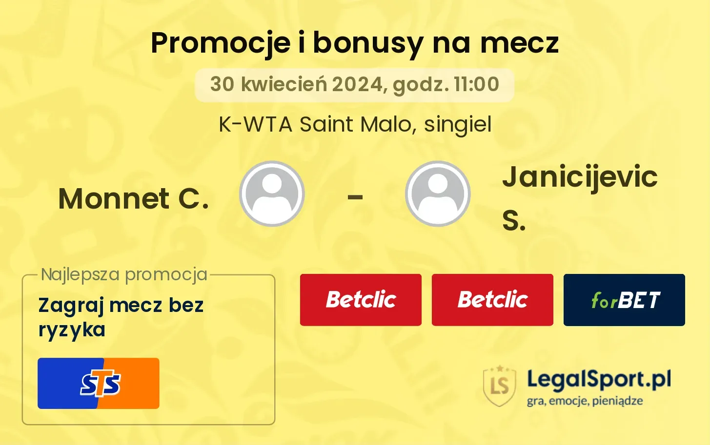 Monnet C. - Janicijevic S. promocje bonusy na mecz