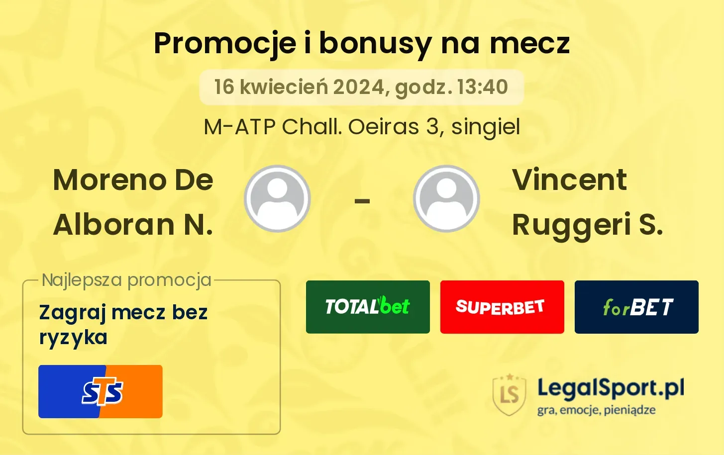 Moreno De Alboran N. - Vincent Ruggeri S. promocje bonusy na mecz