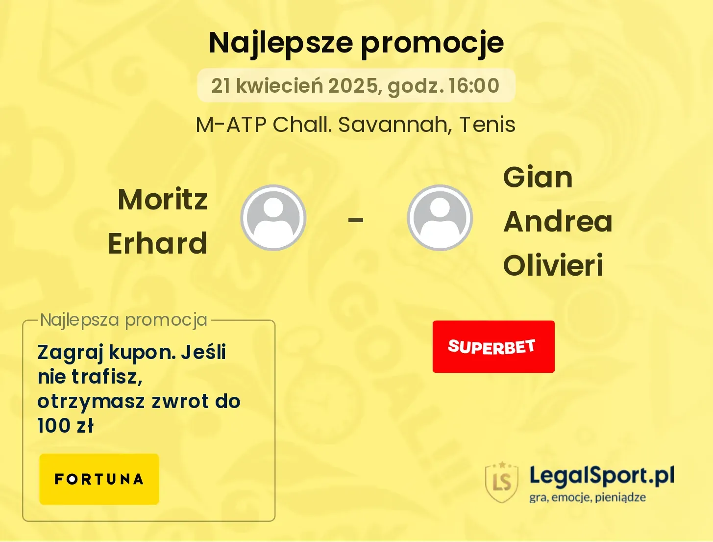 Moritz Erhard - Gian Andrea Olivieri promocje u bukmacherów