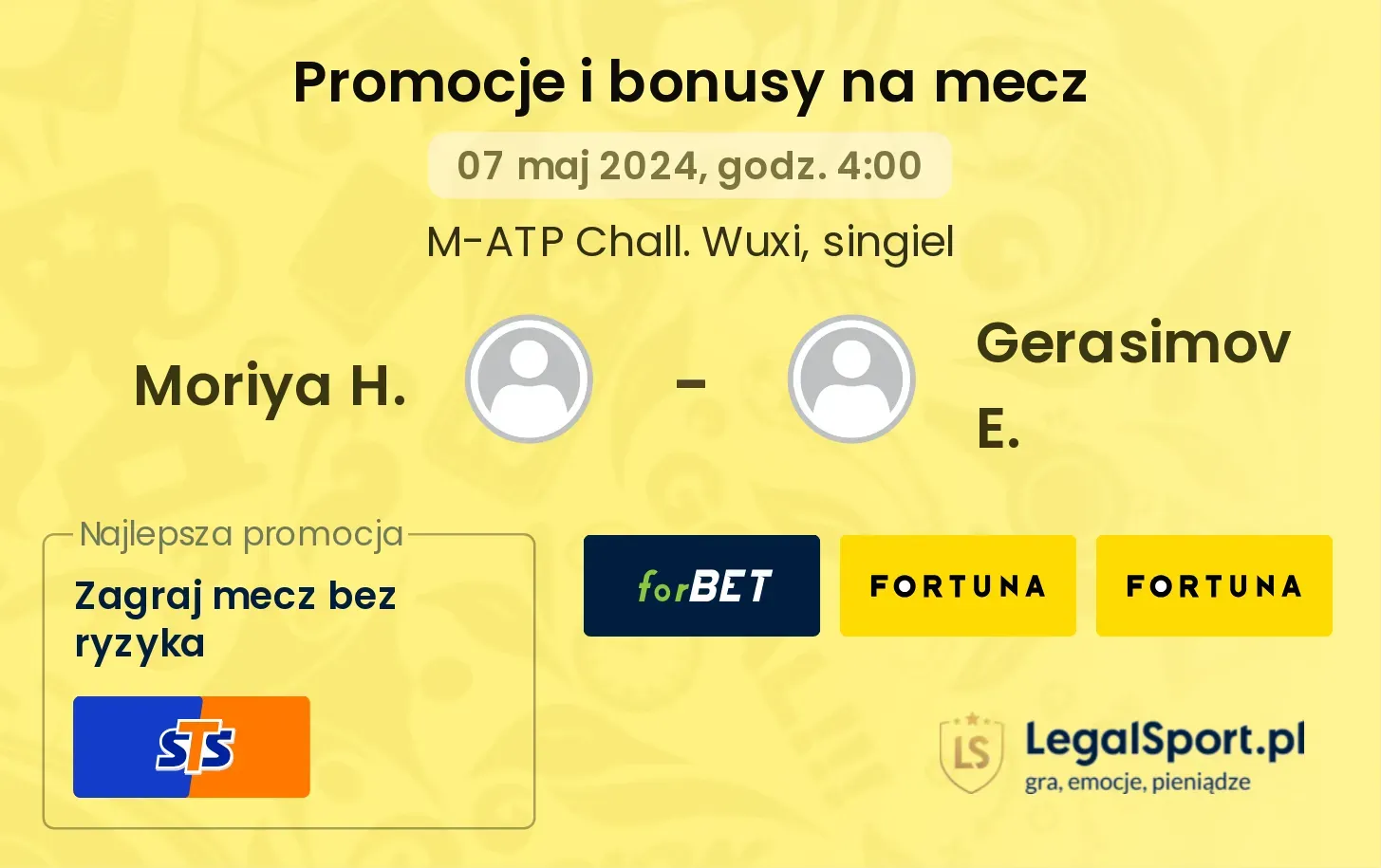 Moriya H. - Gerasimov E. promocje bonusy na mecz
