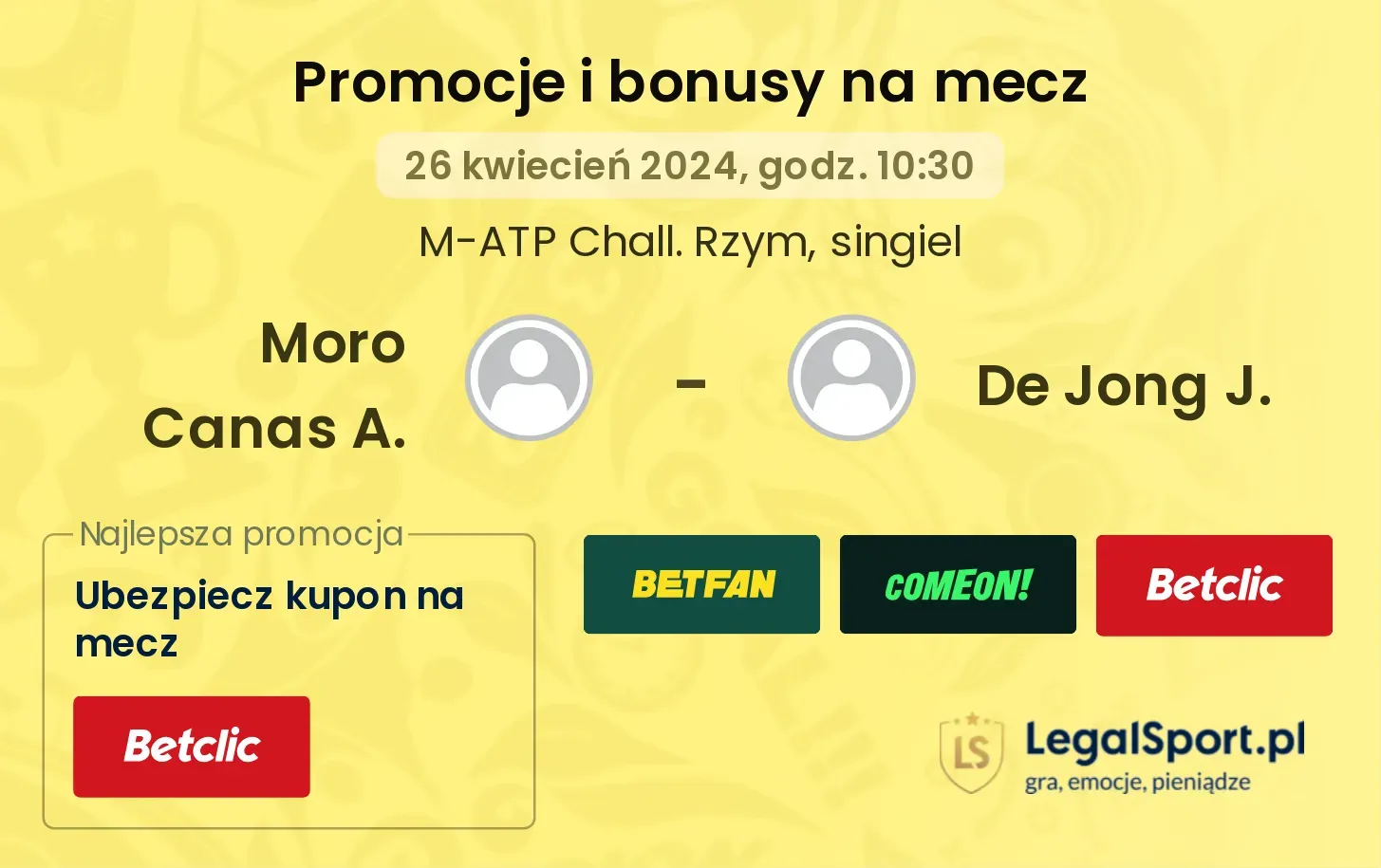 Moro Canas A. - De Jong J. promocje bonusy na mecz