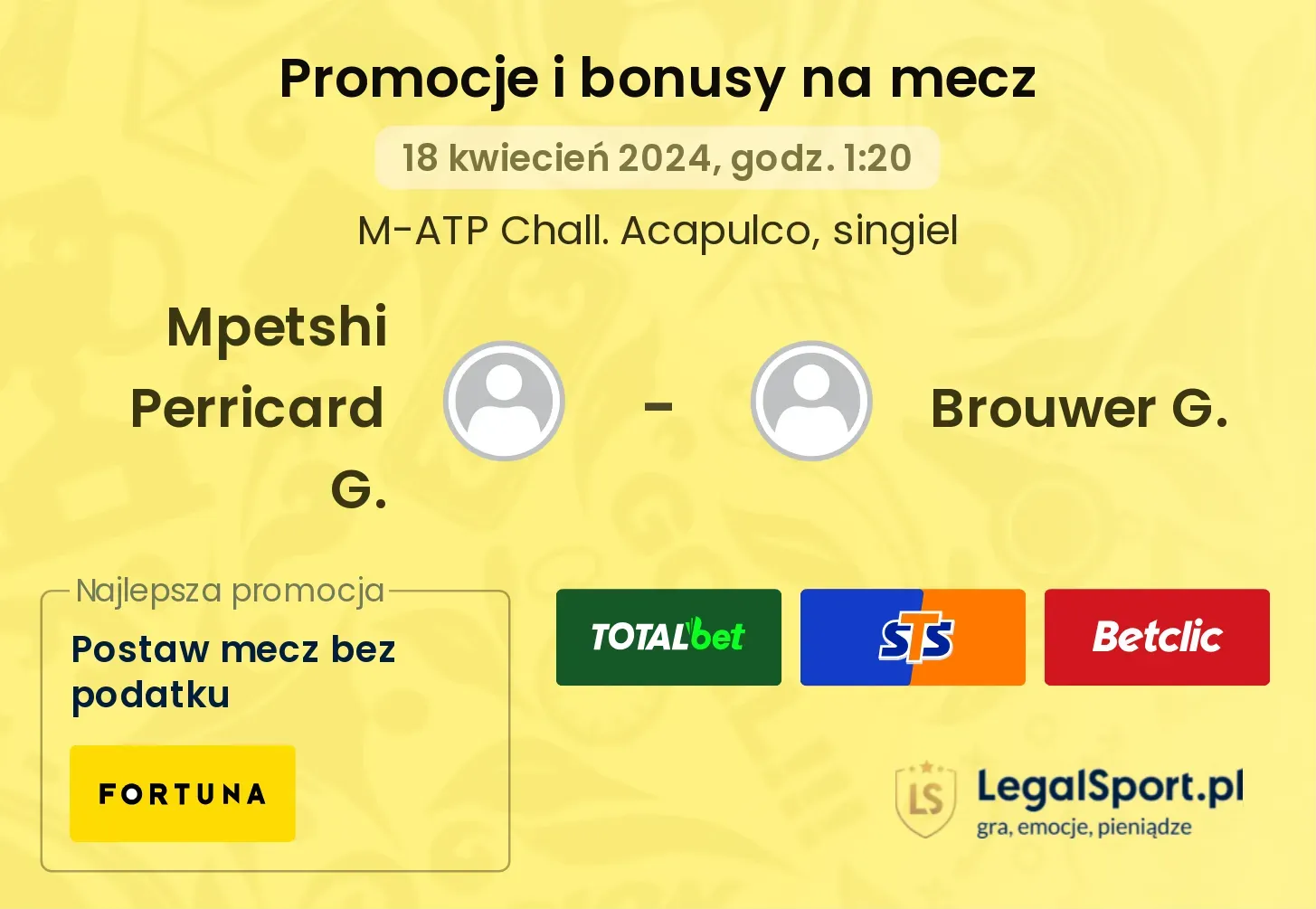 Mpetshi Perricard G. - Brouwer G. promocje bonusy na mecz