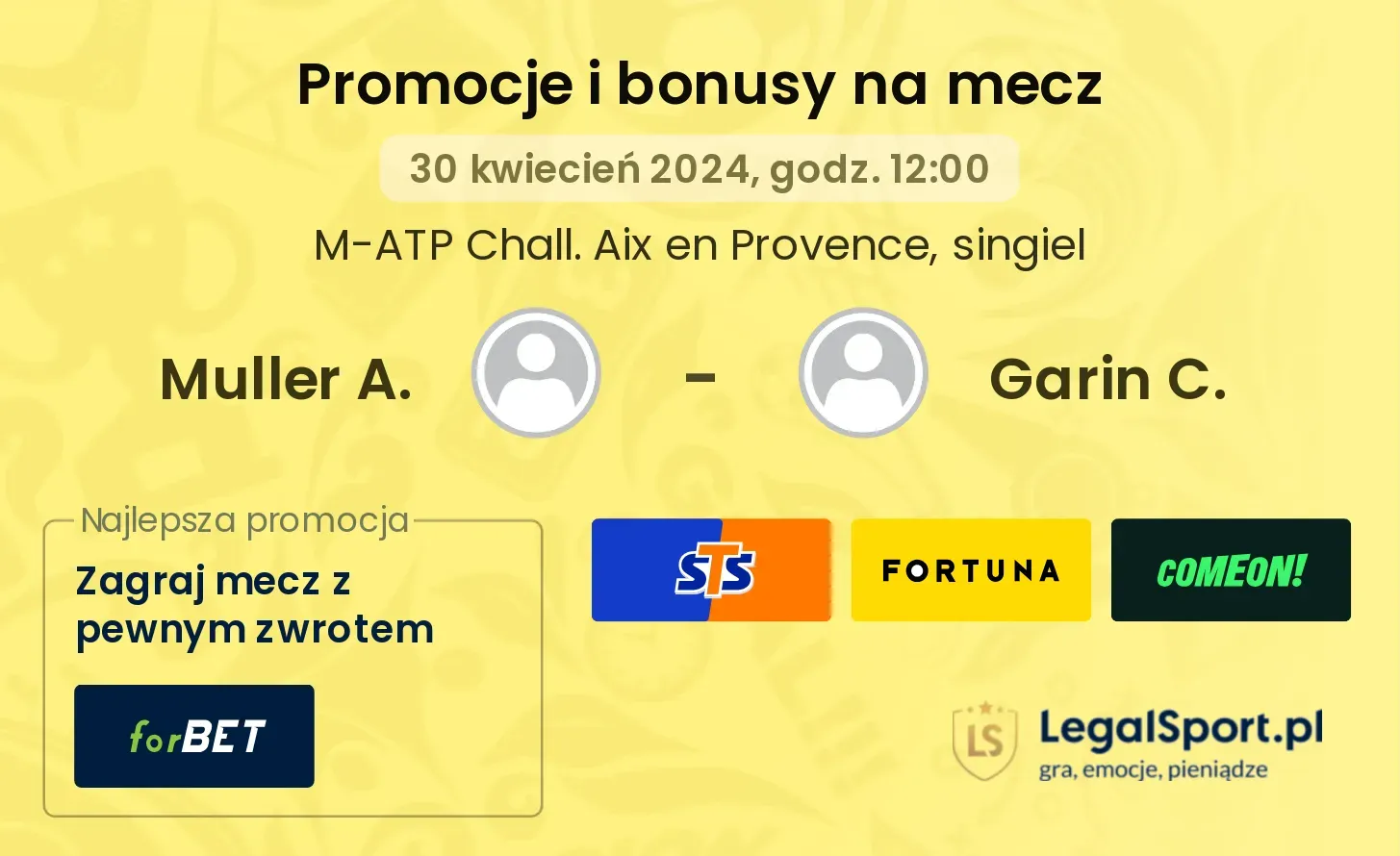 Muller A. - Garin C. promocje bonusy na mecz