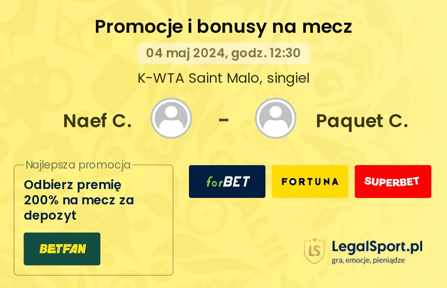 Naef C. - Paquet C. promocje bonusy na mecz