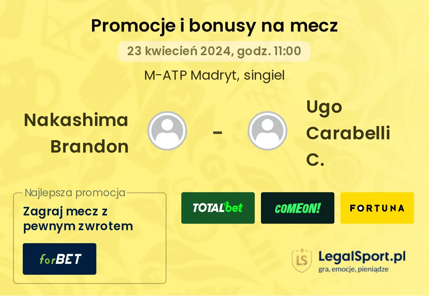 Nakashima Brandon - Ugo Carabelli C. promocje bonusy na mecz