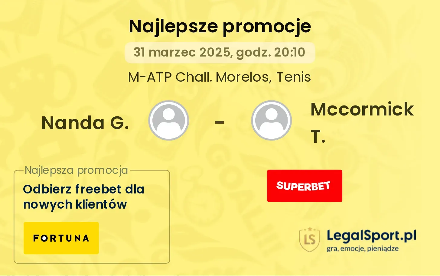 Nanda G. - Mccormick T. promocje u bukmacherów