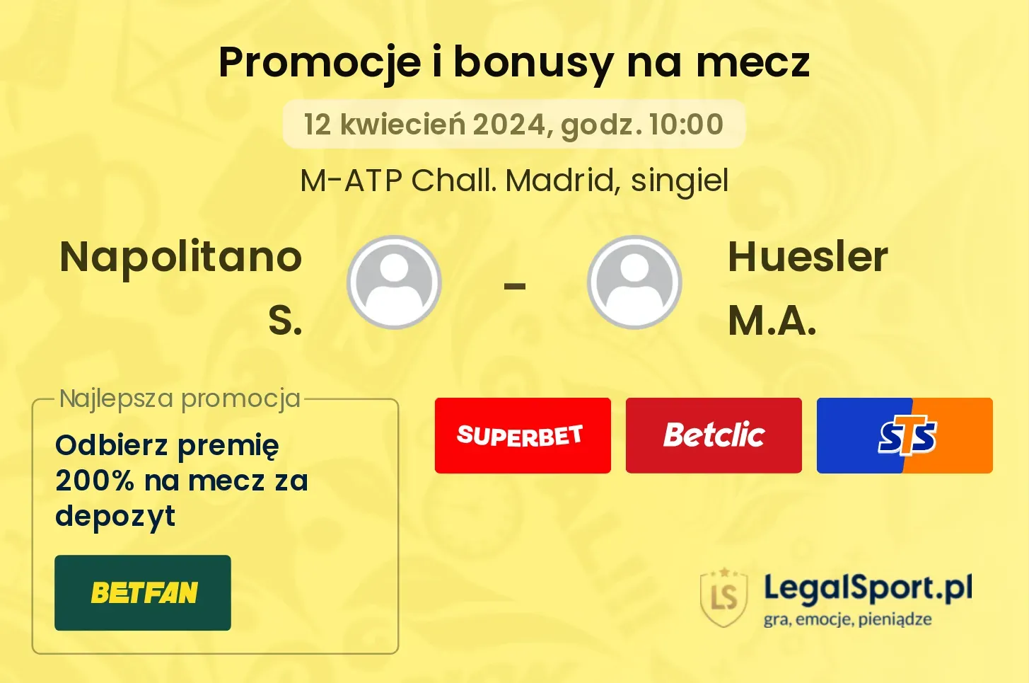 Napolitano S. - Huesler M.A. promocje bonusy na mecz