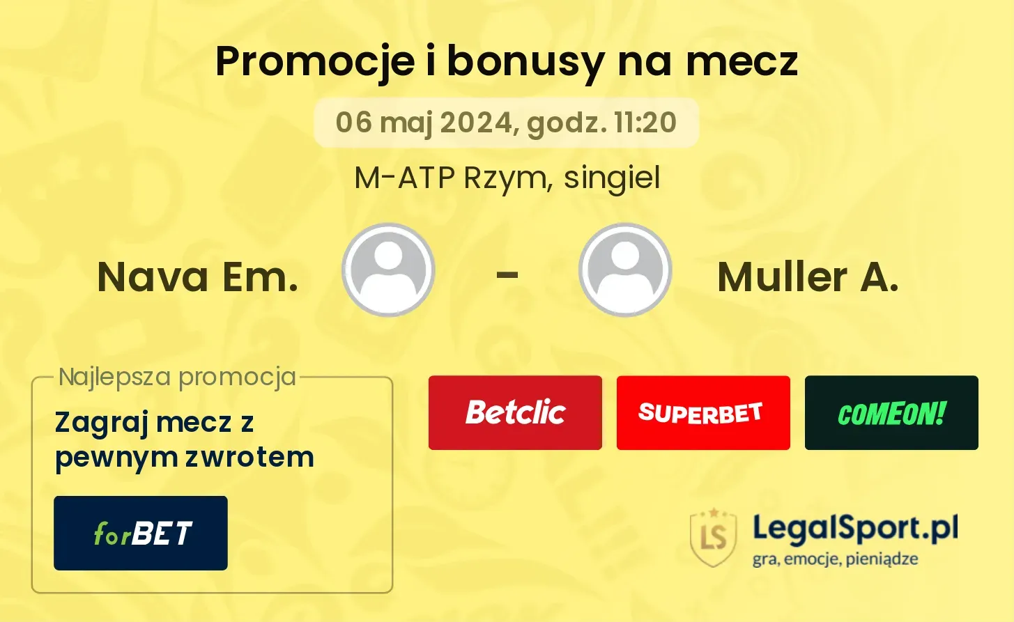 Nava Em. - Muller A. promocje bonusy na mecz