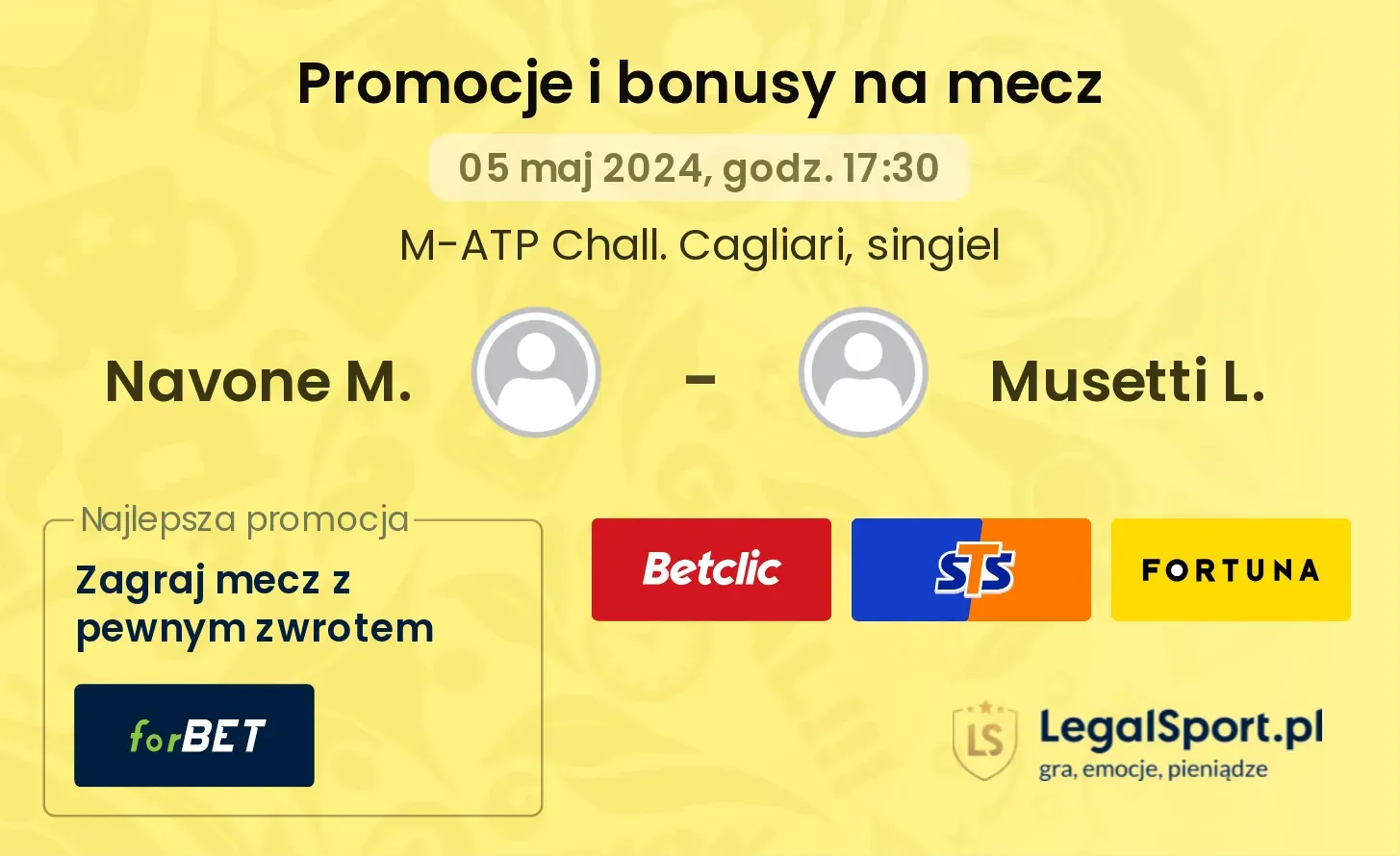 Navone M. - Musetti L. promocje bonusy na mecz