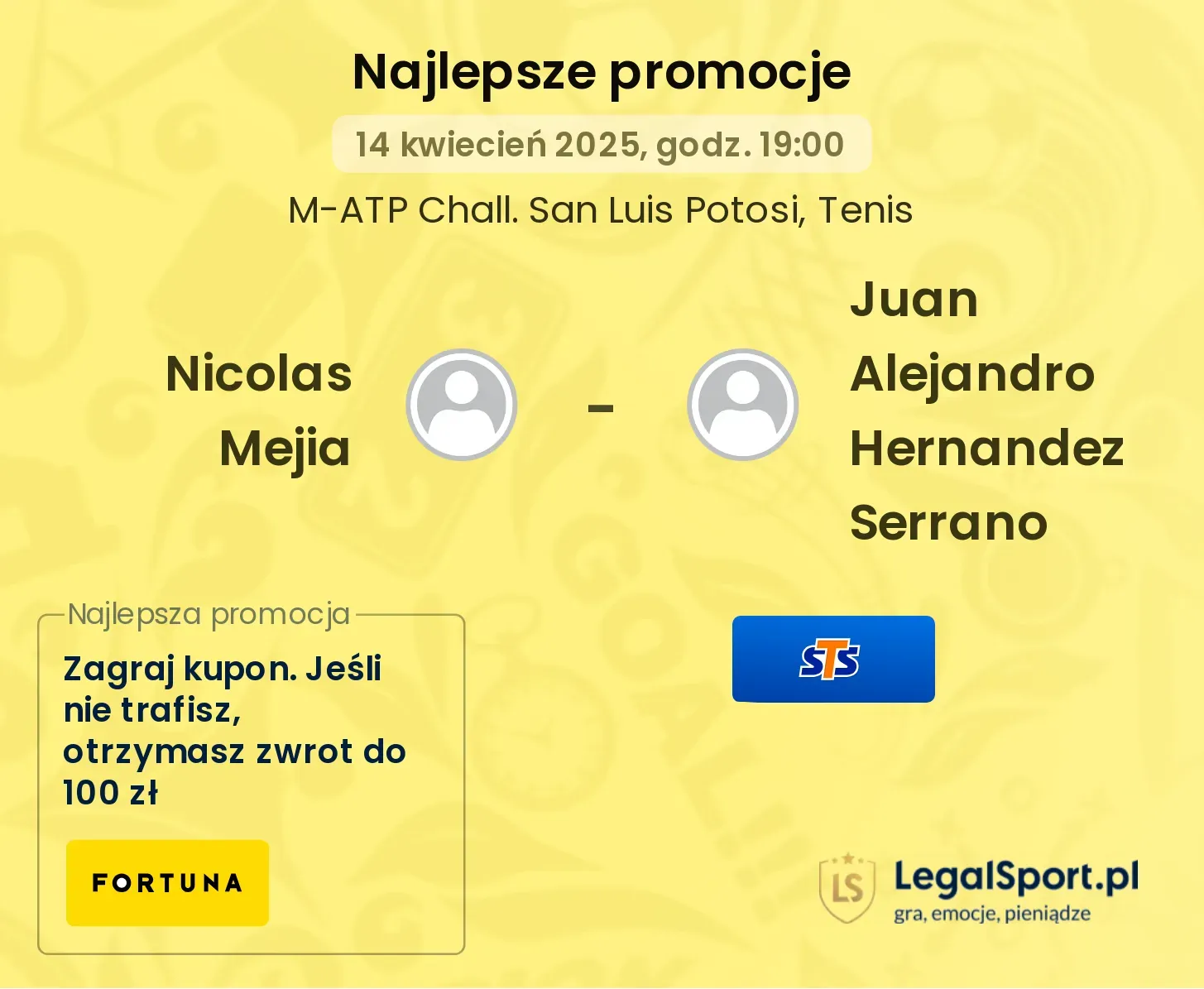 Nicolas Mejia - Juan Alejandro Hernandez Serrano promocje u bukmacherów