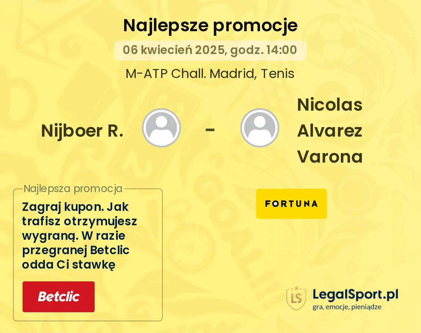 Nijboer R. - Nicolas Alvarez Varona promocje bukmacherskie