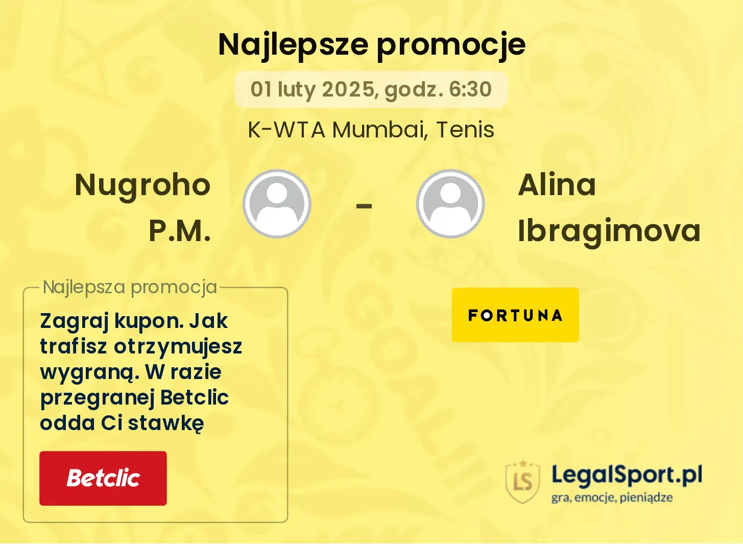 Nugroho P.M. - Alina Ibragimova promocje u bukmacherów