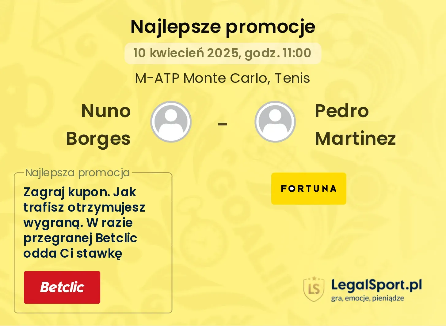 Nuno Borges - Pedro Martinez promocje bukmacherskie