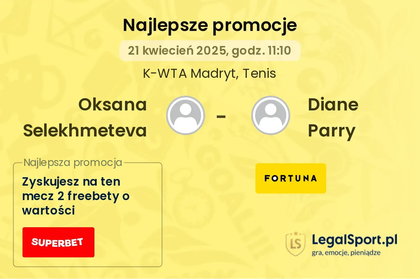 Oksana Selekhmeteva - Diane Parry promocje u bukmacherów