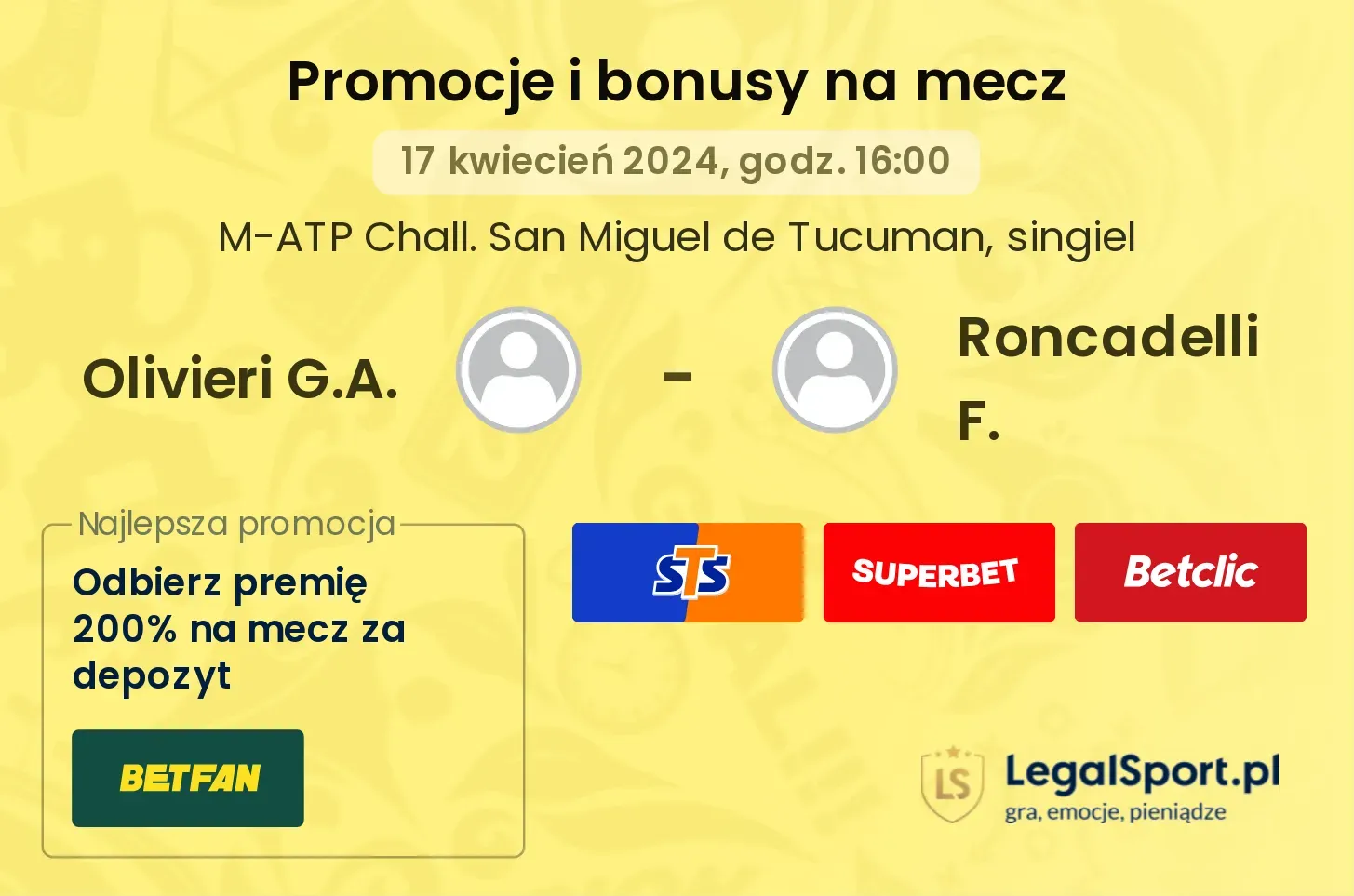 Olivieri G.A. - Roncadelli F. promocje bonusy na mecz
