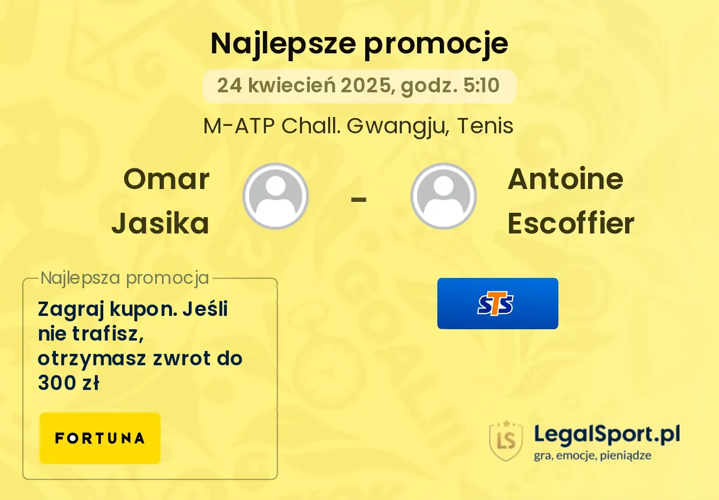 Omar Jasika - Antoine Escoffier promocje u bukmacherów