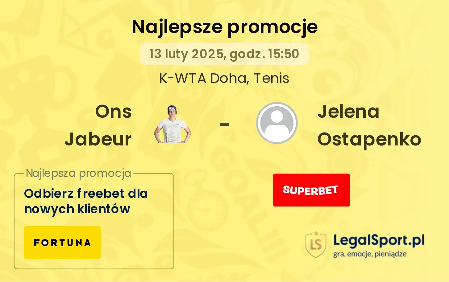 Ons Jabeur - Jelena Ostapenko promocje bukmacherskie