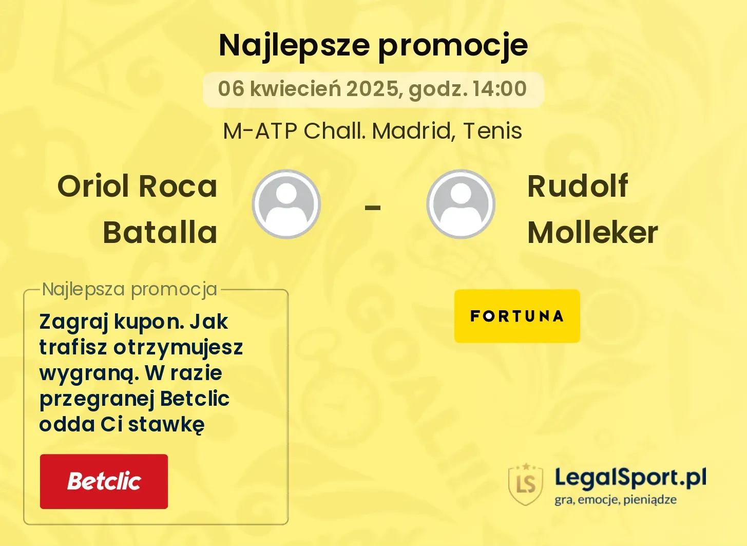 Oriol Roca Batalla - Rudolf Molleker promocje u bukmacherów