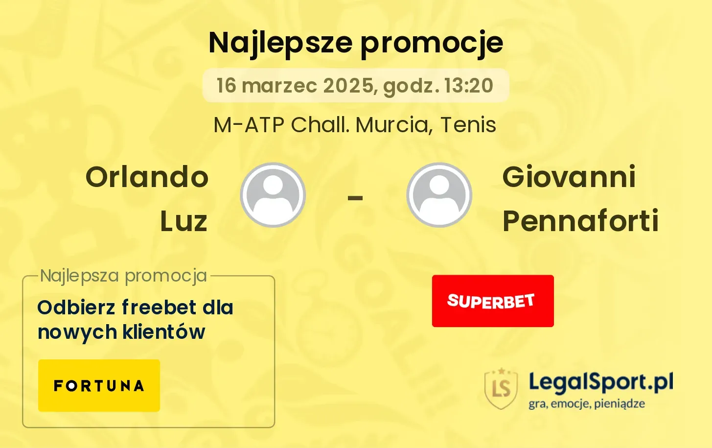 Orlando Luz - Giovanni Pennaforti promocje u bukmacherów