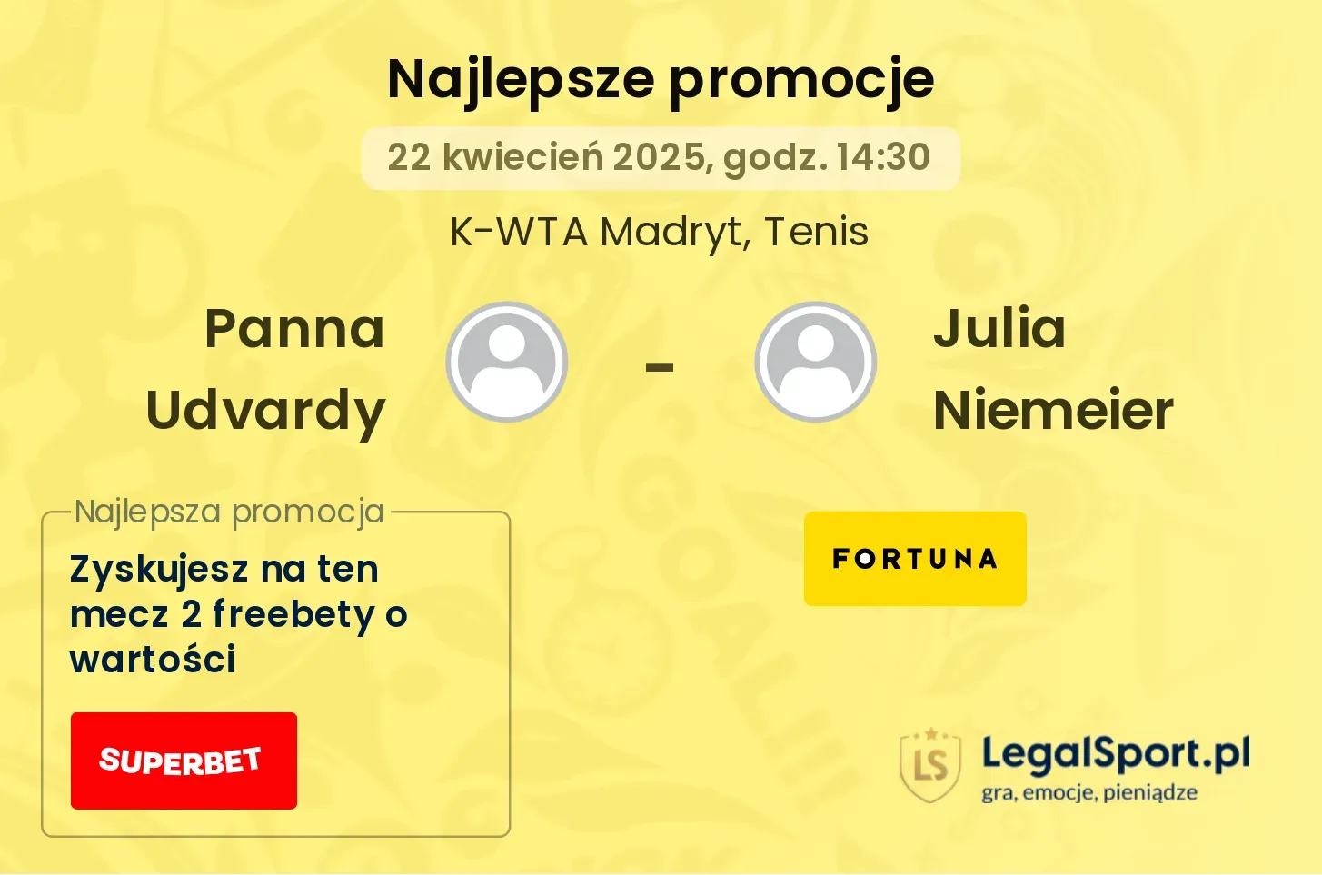 Panna Udvardy - Julia Niemeier promocje u bukmacherów