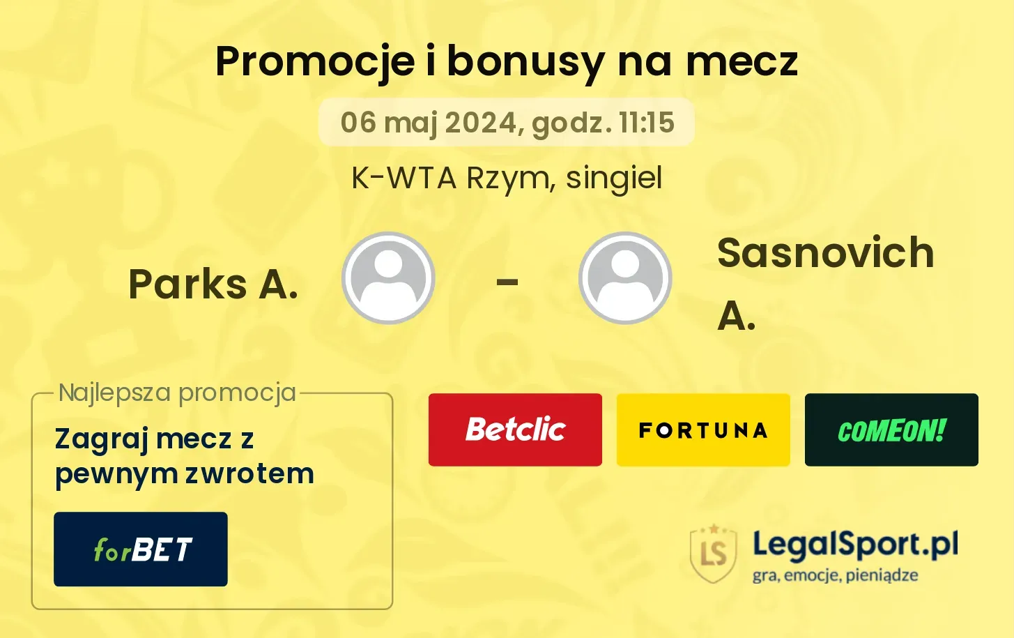 Parks A. - Sasnovich A. promocje bonusy na mecz