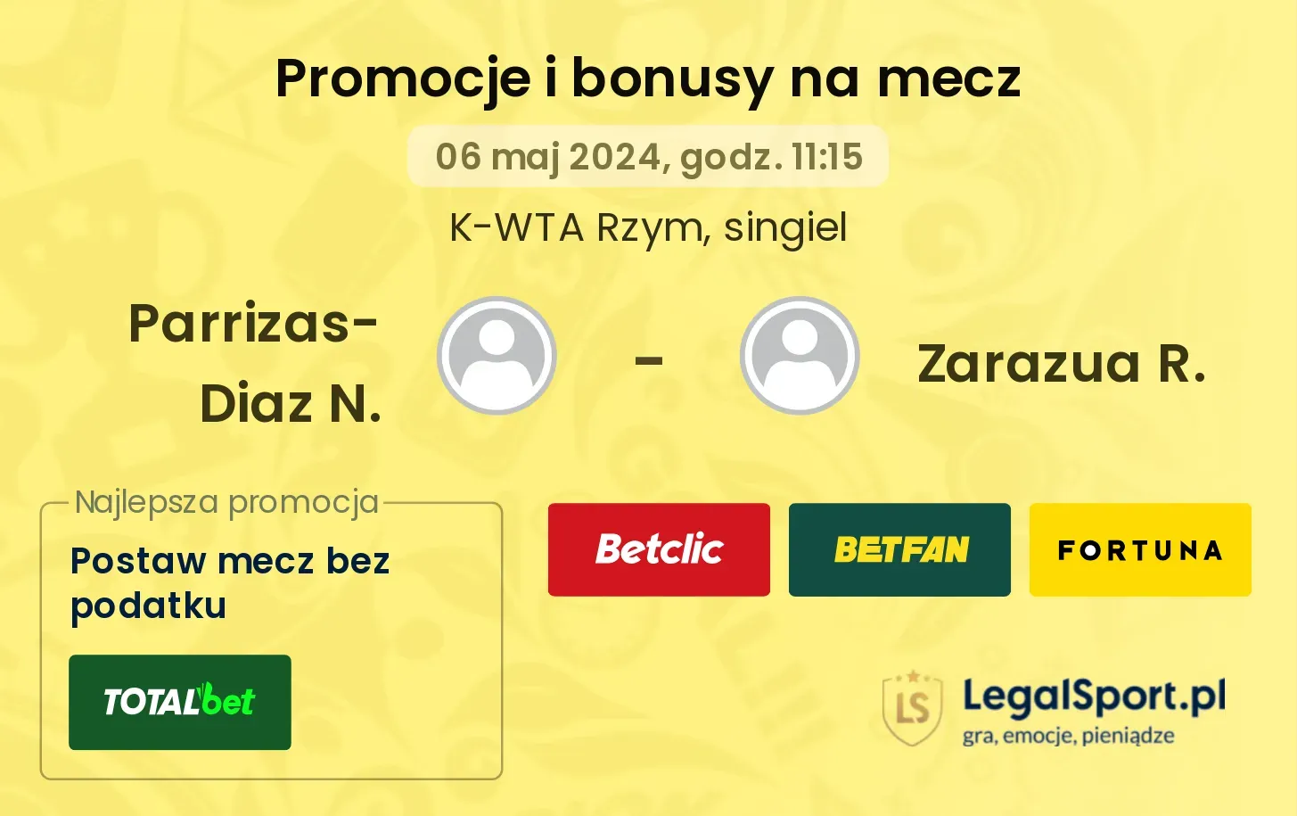 Parrizas-Diaz N. - Zarazua R. promocje bonusy na mecz