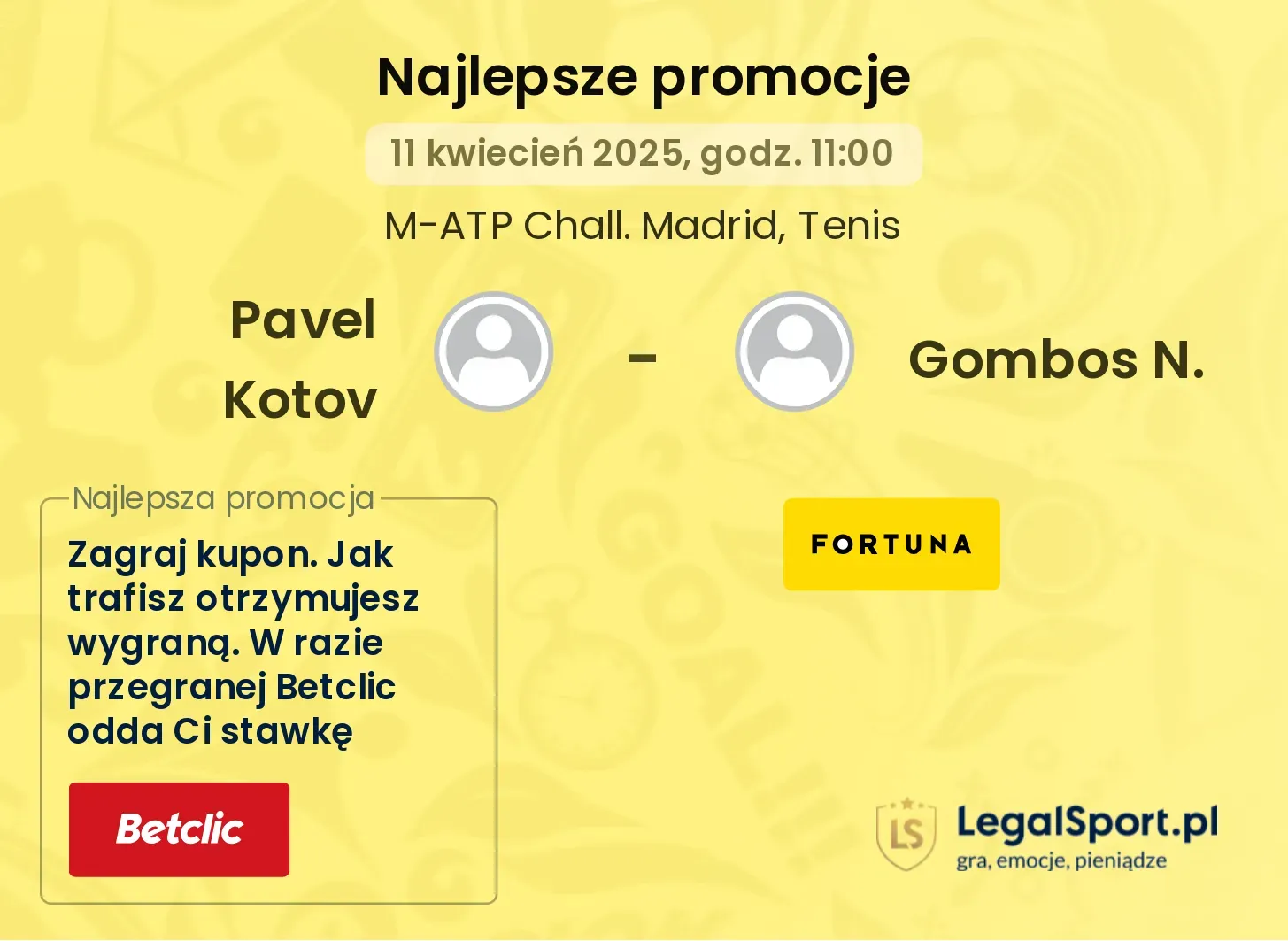 Pavel Kotov - Gombos N. promocje u bukmacherów