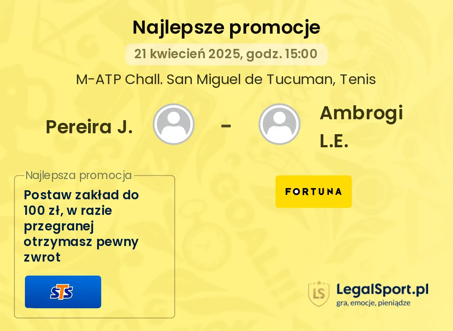 Pereira J. - Ambrogi L.E. promocje u bukmacherów