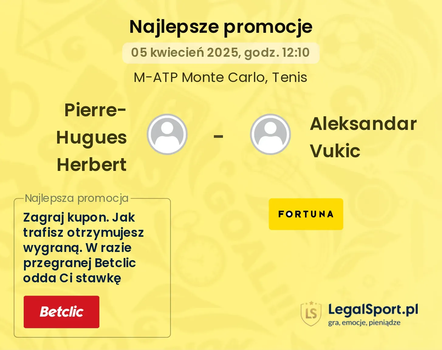 Pierre-Hugues Herbert - Aleksandar Vukic promocje bukmacherskie