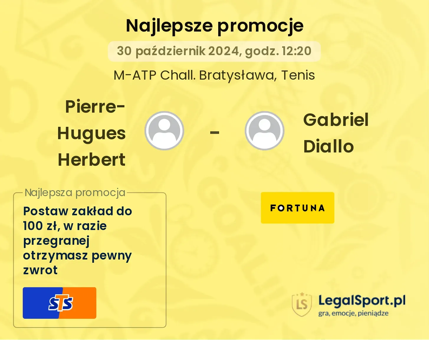 Pierre-Hugues Herbert - Gabriel Diallo promocje u bukmacherów 30.10, 12:20