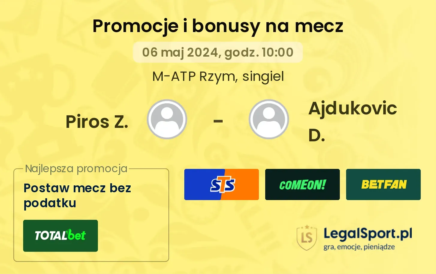 Piros Z. - Ajdukovic D. promocje bonusy na mecz