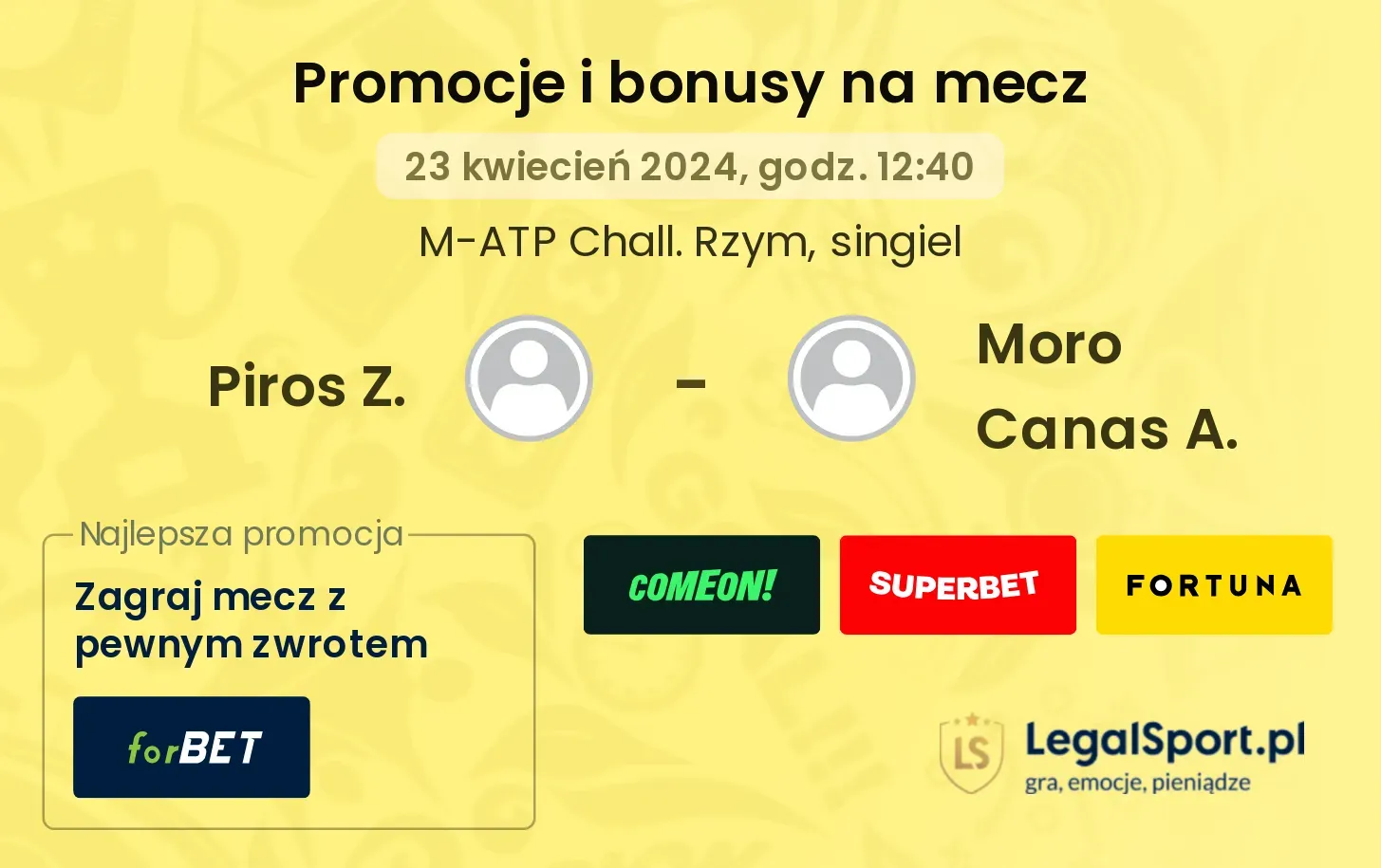 Piros Z. - Moro Canas A. promocje bonusy na mecz