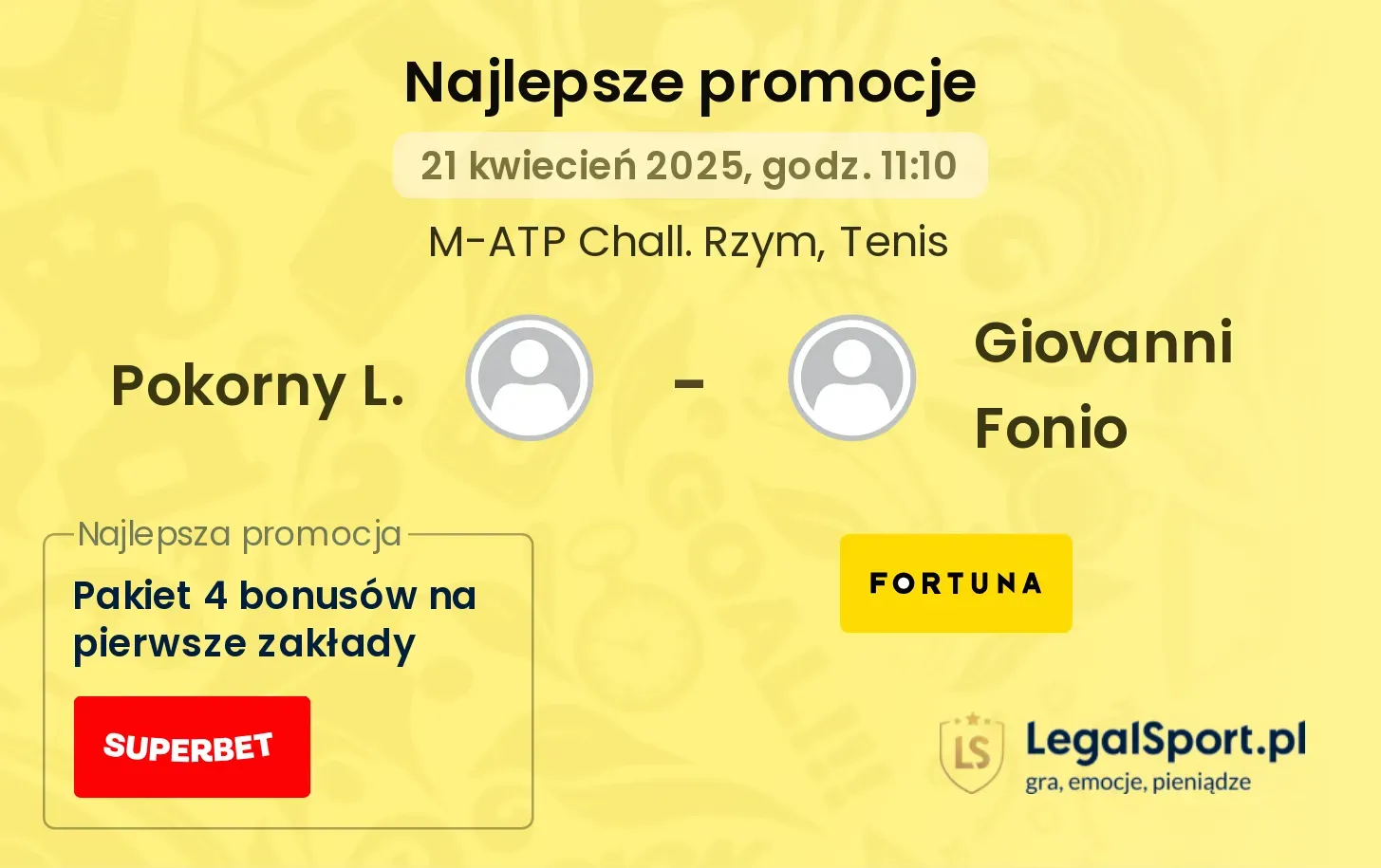 Pokorny L. - Giovanni Fonio promocje u bukmacherów