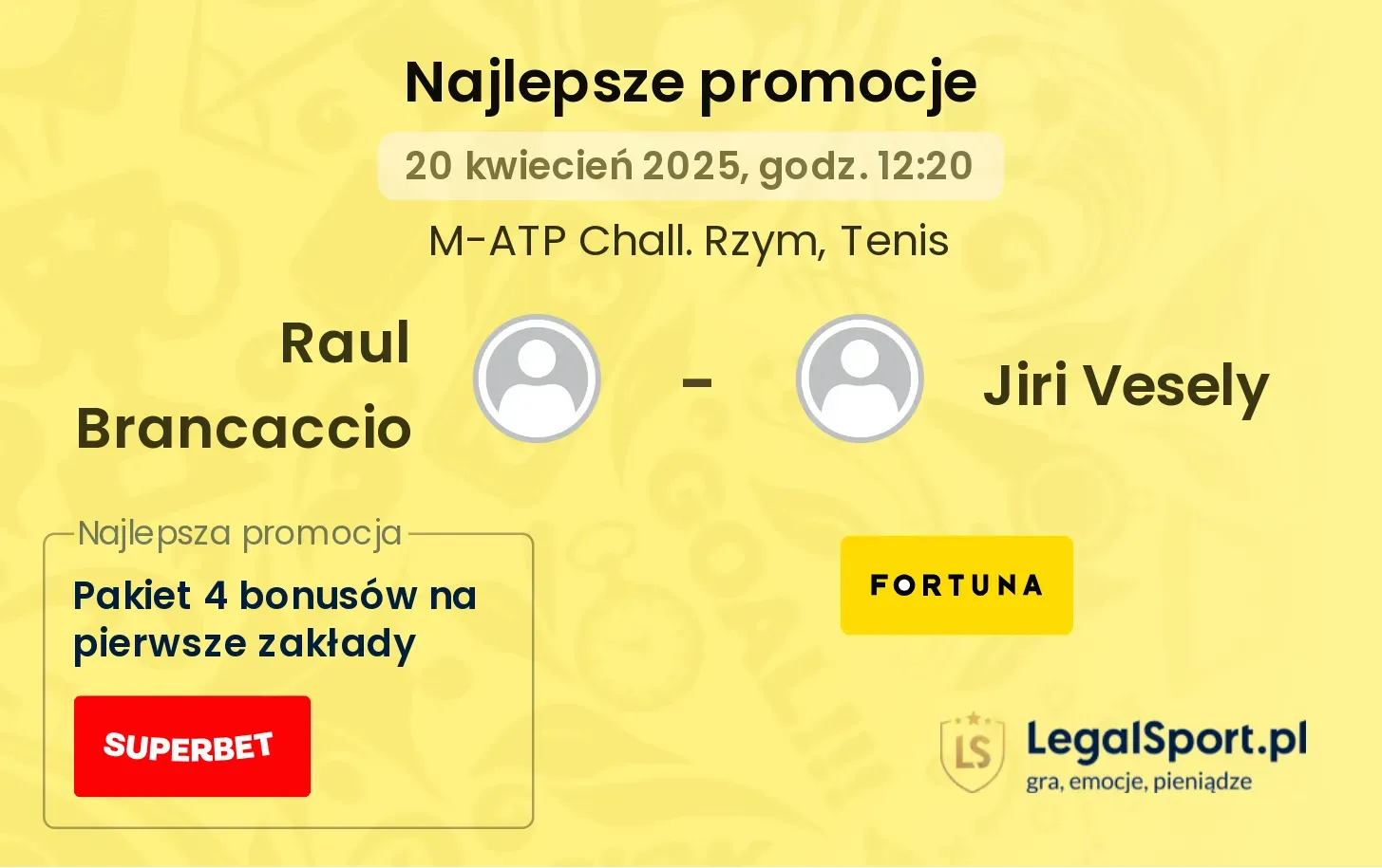 Raul Brancaccio - Jiri Vesely promocje bukmacherskie