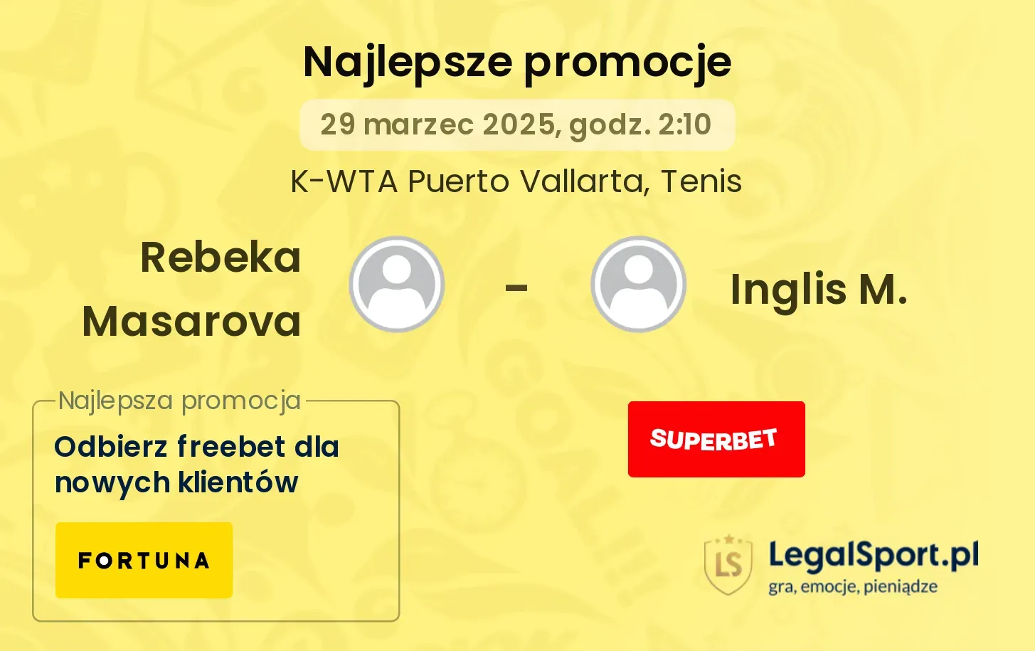 Rebeka Masarova - Inglis M. promocje u bukmacherów