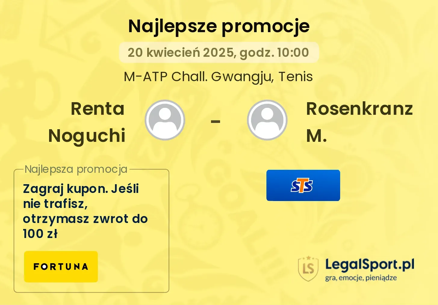 Renta Noguchi - Rosenkranz M. promocje u bukmacherów