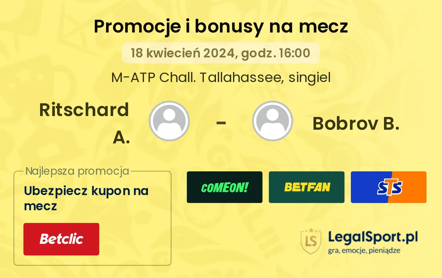 Ritschard A. - Bobrov B. promocje bonusy na mecz