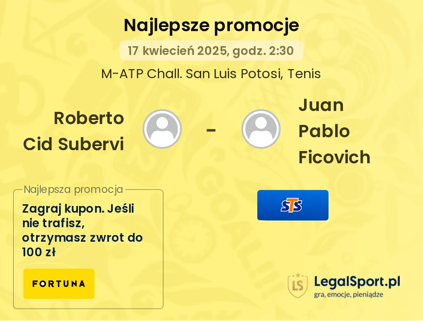 Roberto Cid Subervi - Juan Pablo Ficovich promocje u bukmacherów