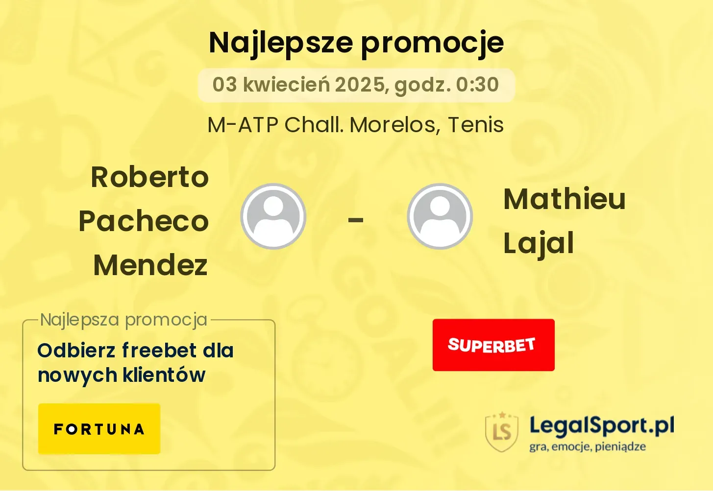 Roberto Pacheco Mendez - Mathieu Lajal promocje u bukmacherów