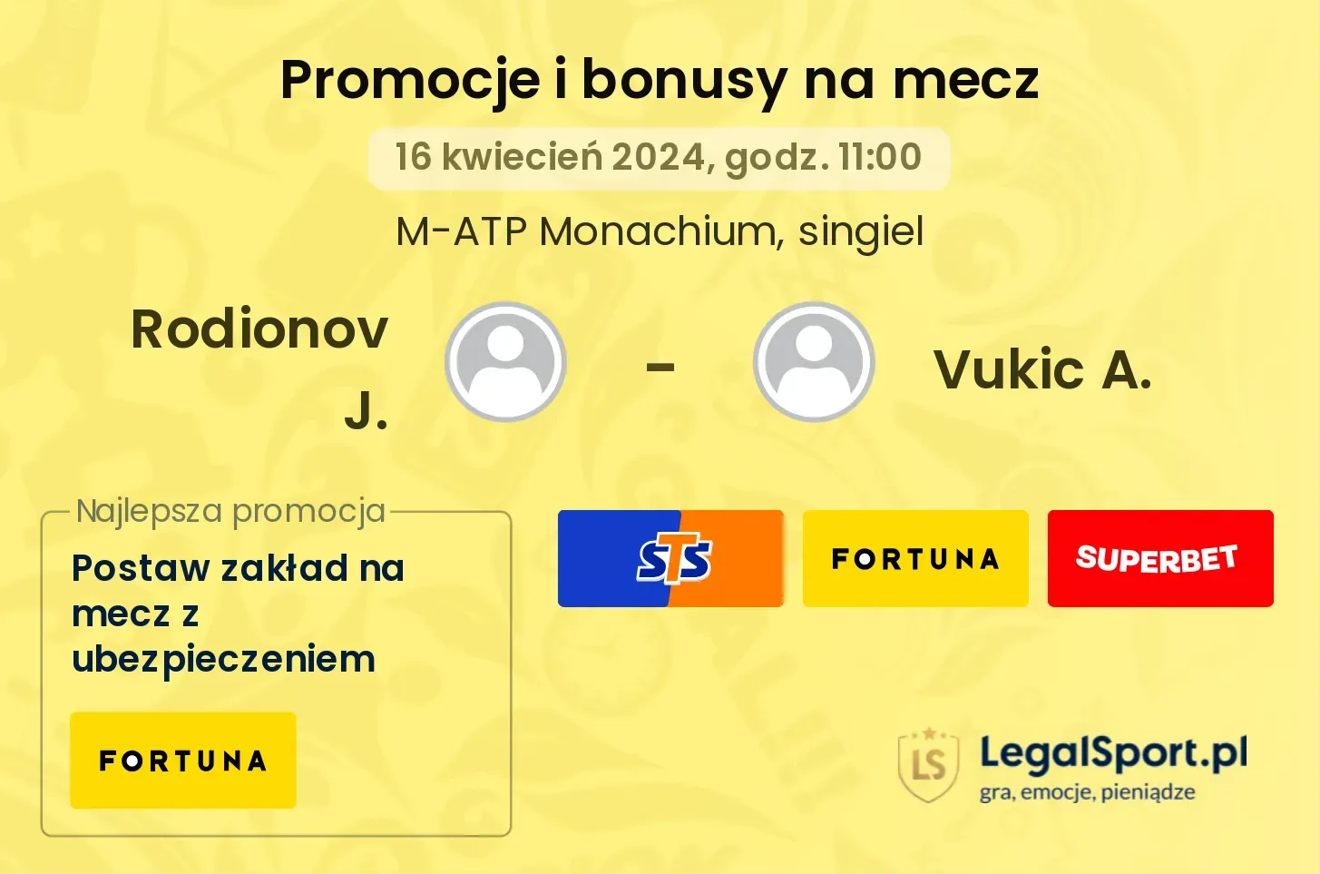 Rodionov J. - Vukic A. promocje bonusy na mecz