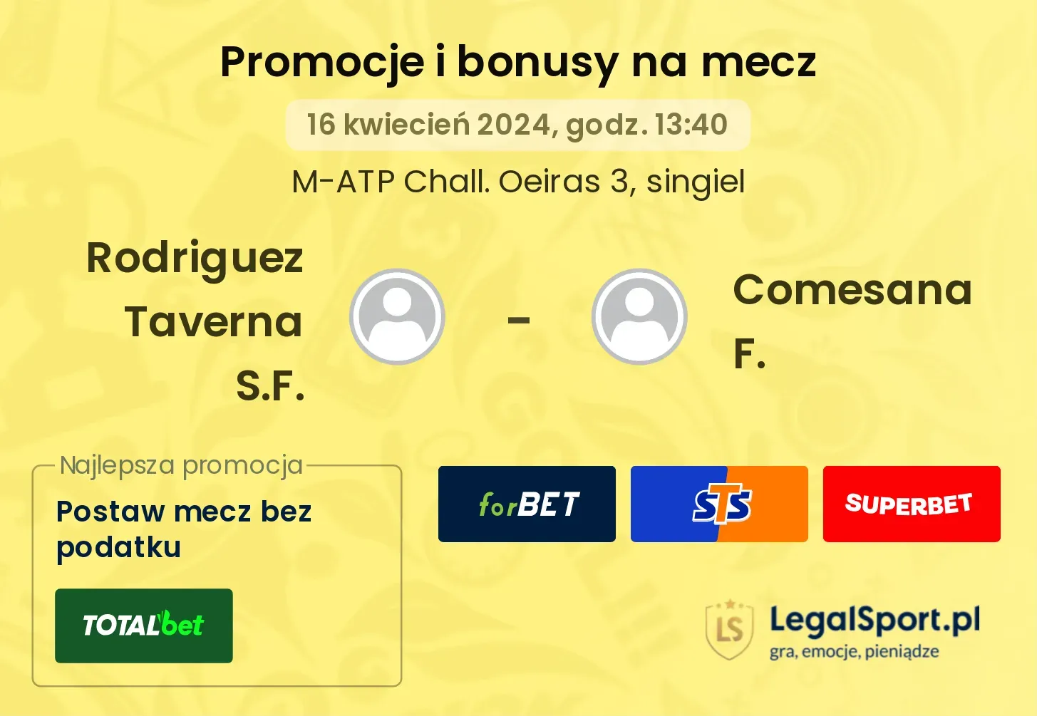 Rodriguez Taverna S.F. - Comesana F. promocje bonusy na mecz