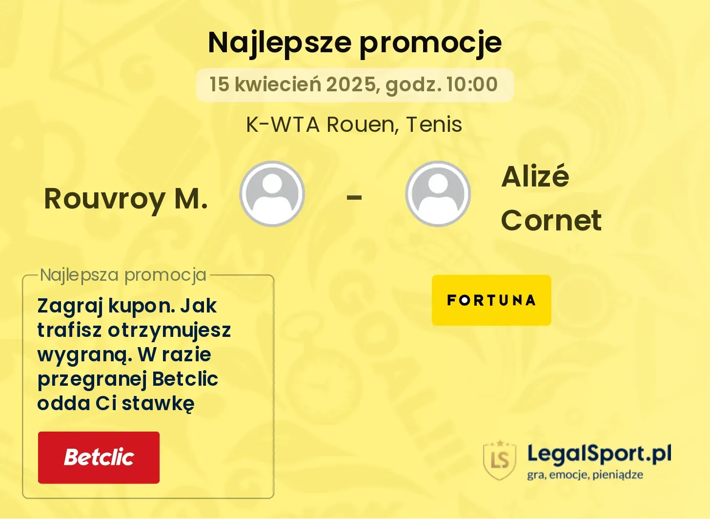 Rouvroy M. - Alizé Cornet promocje bukmacherskie