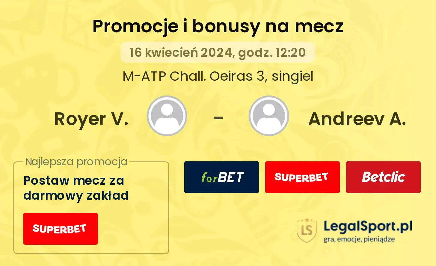 Royer V. - Andreev A. promocje bonusy na mecz
