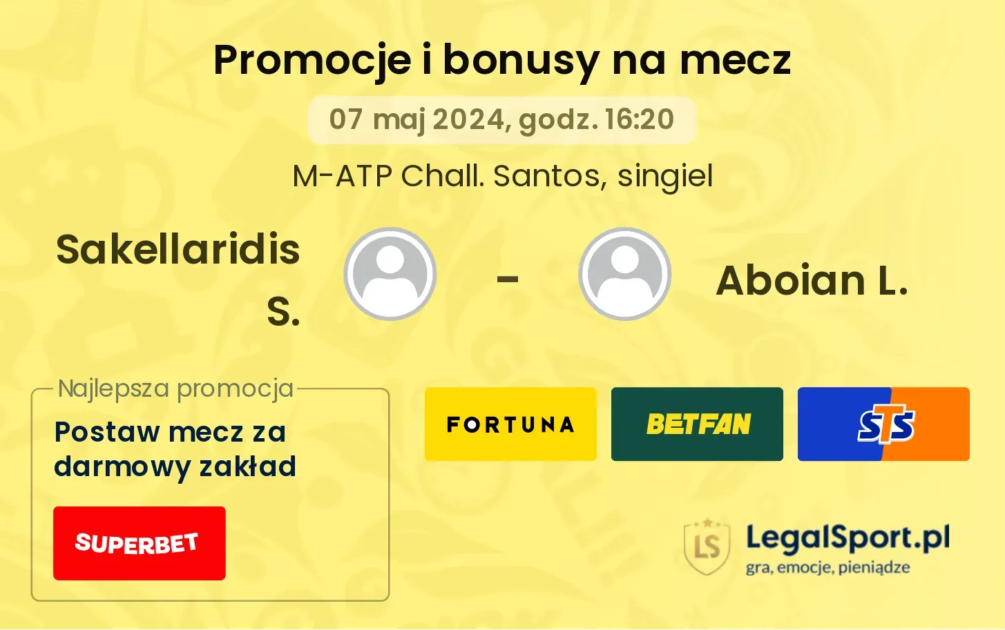 Sakellaridis S. - Aboian L. promocje bonusy na mecz