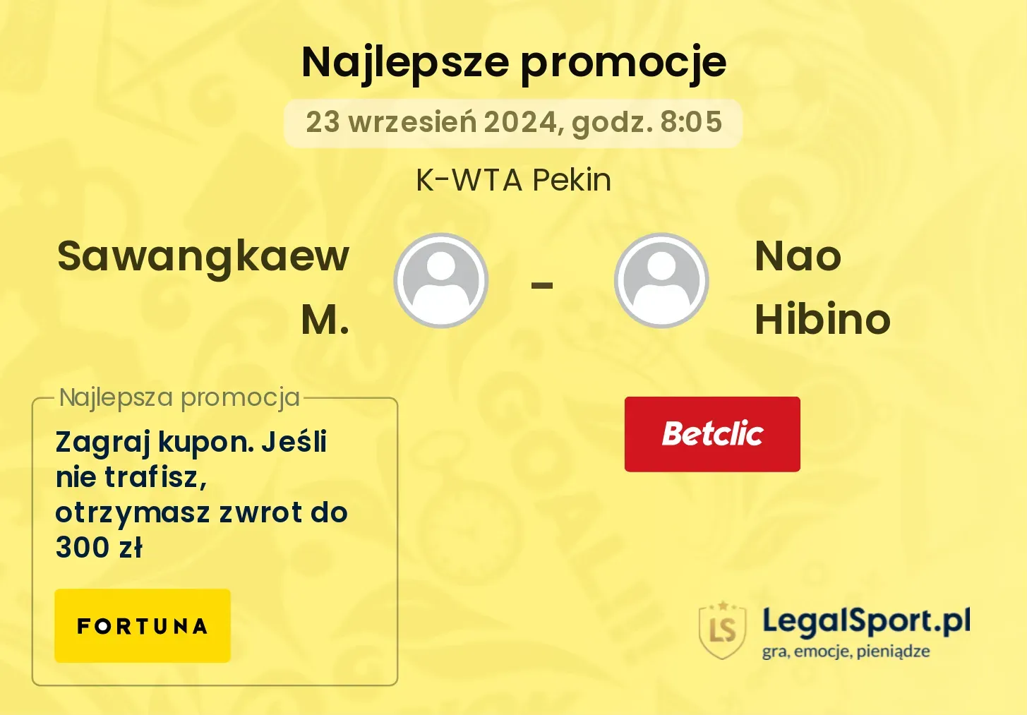 Sawangkaew M. - Nao Hibino promocje bukmacherskie 23.09, 08:05