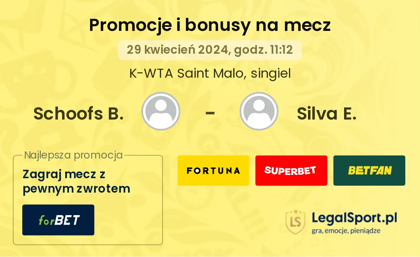 Schoofs B. - Silva E. promocje bonusy na mecz